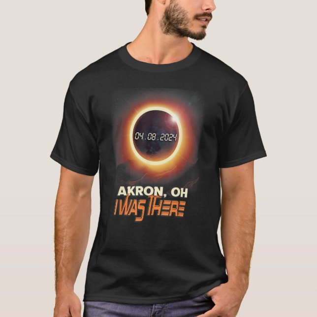Total Solar Eclipse Akron Ohio OH T Shirt (Framsida)