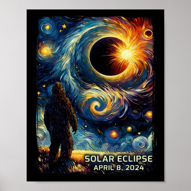 Total Solar Eclipse America Sasquatch Starry Night Poster (Framsidan)
