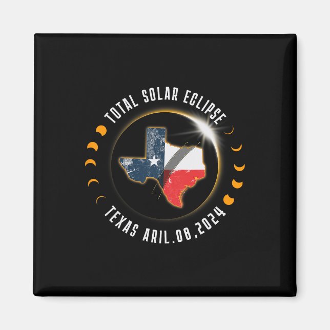 Total Solar Eclipse America Totality Texas 8 april Magnet (Framsidan)