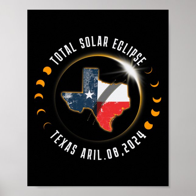 Total Solar Eclipse America Totality Texas 8 april Poster (Framsidan)