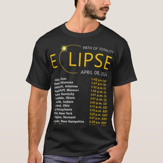 Total Solar Eclipse Apirl 08 2024 Eclipse Karta To T Shirt (Framsida)