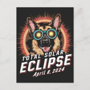 Total Solar Eclipse April 2024 German Shepherd Hun Vykort