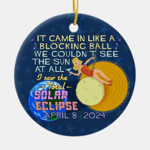 Total Solar Eclipse April 8 2024 American Funny Julgransprydnad Keramik
