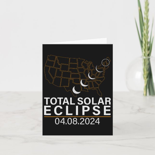 Total Solar Eclipse April 8 2024 Amerika USA Karta Kort (Framsida)
