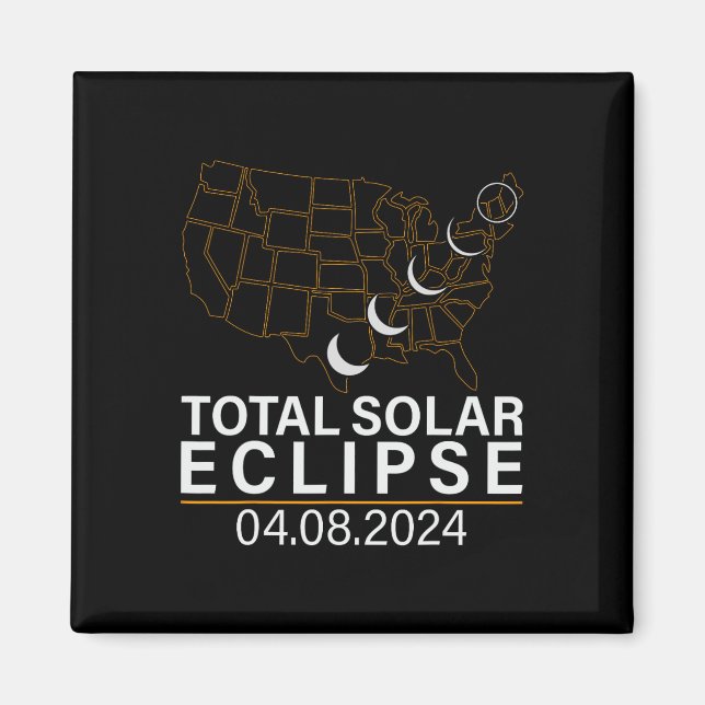 Total Solar Eclipse April 8 2024 Amerika USA Karta Magnet (Framsidan)