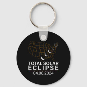 Total Solar Eclipse April 8 2024 Amerika USA Karta Nyckelring