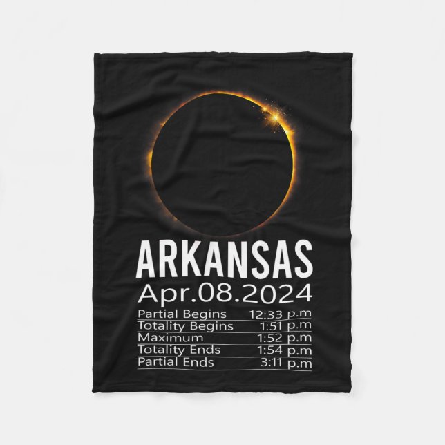 Total Solar Eclipse April 8 2024 Arkansas Schedule Fleecefilt (Framsidan)