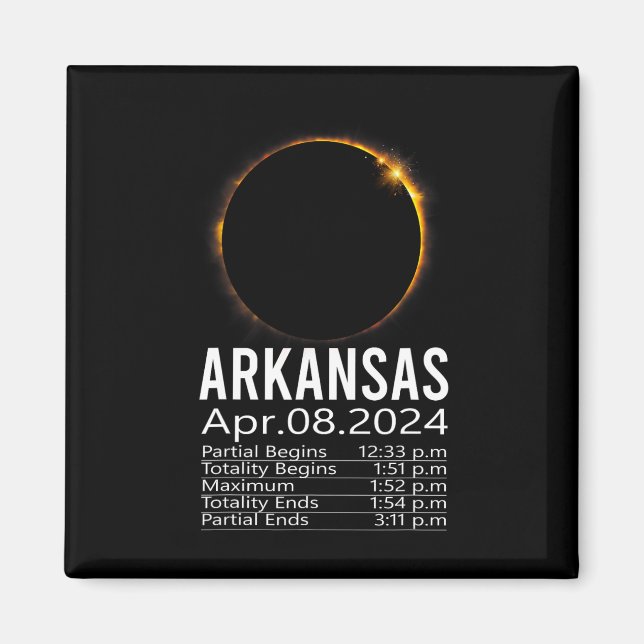 Total Solar Eclipse April 8 2024 Arkansas Schedule Magnet (Framsidan)
