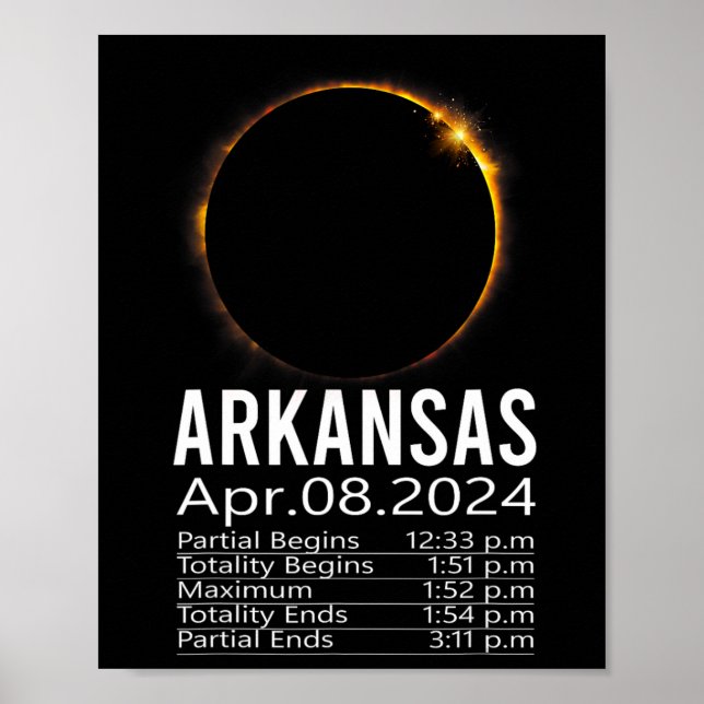 Total Solar Eclipse April 8 2024 Arkansas Schedule Poster (Framsidan)