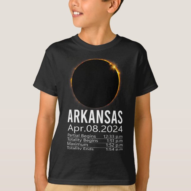 Total Solar Eclipse April 8 2024 Arkansas Schedule T Shirt (Framsida)