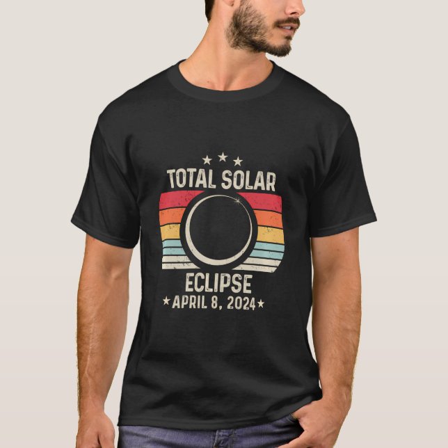 Total Solar Eclipse April 8 2024 Retro Astronomy L T Shirt (Framsida)