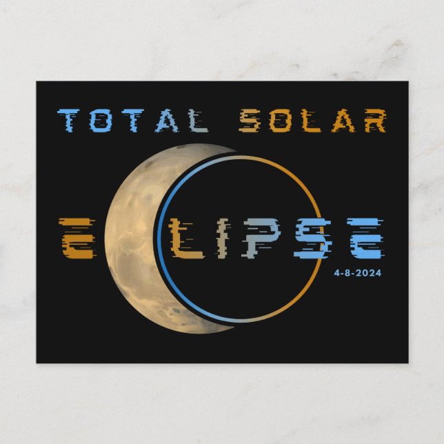 TOTAL SOLAR ECLIPSE APRIL 8, 2024 SOLAR SYSTEM VYKORT (Framsida)