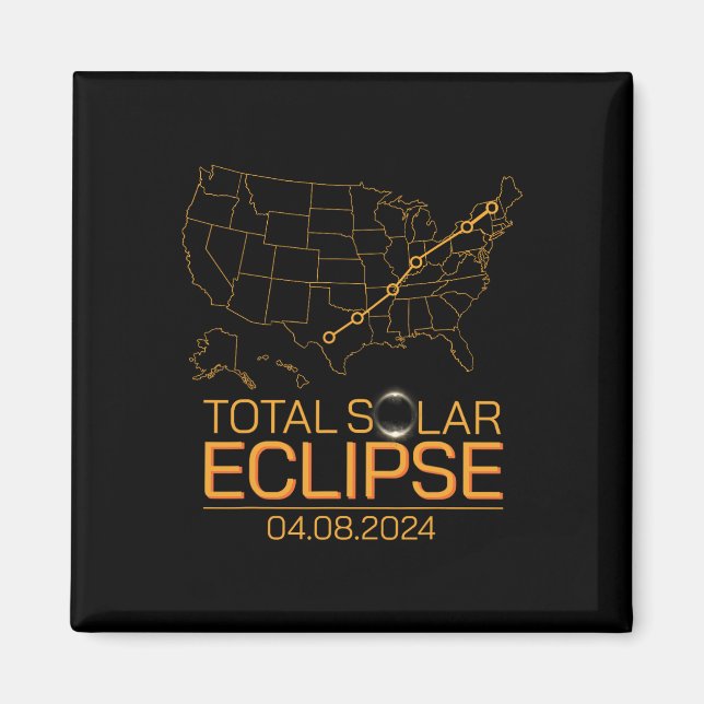 Total Solar Eclipse April 8 2024 Usa Karta Totalit Magnet (Framsidan)