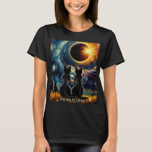 Total Solar Eclipse April 8 2024 Van Gogh Cat Kärl T Shirt