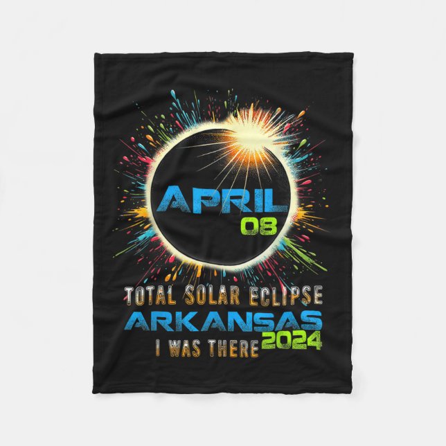 Total Solar Eclipse Arkansas 2024 färgstark totali Fleecefilt (Framsidan)