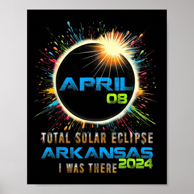 Total Solar Eclipse Arkansas 2024 färgstark totali Poster (Framsidan)