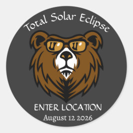 Total Solar Eclipse Aug 12 2026 Anpassningsbar Runt Klistermärke