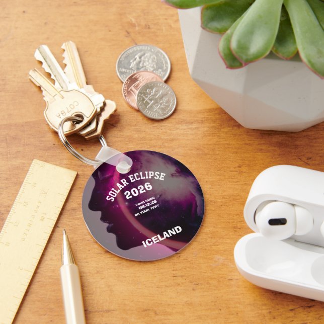 Total solar eclipse August 2026 text personalized Nyckelring (Skrivbord)