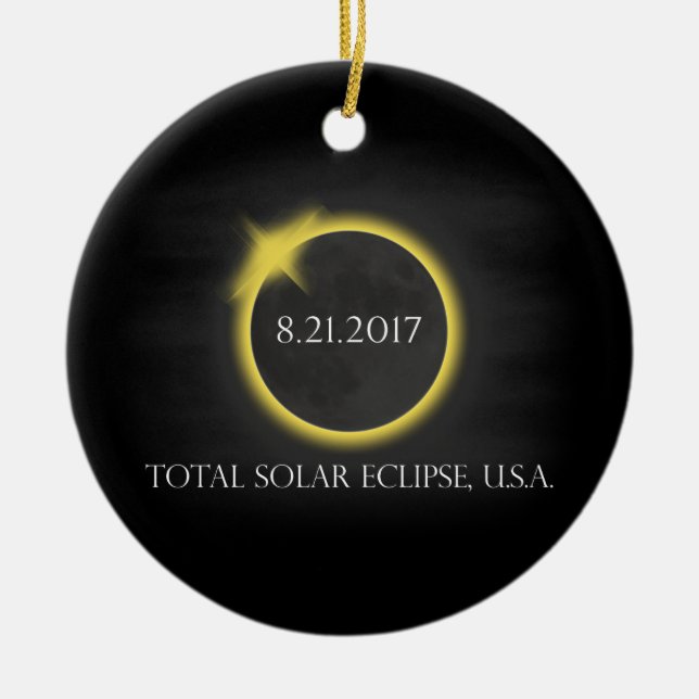 Total Solar Eclipse August 21 2017USA Souvenir Julgransprydnad Keramik (Framsidan)