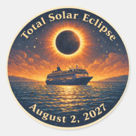 Total Solar Eclipse August 2 2027 cruise ship  Runt Klistermärke