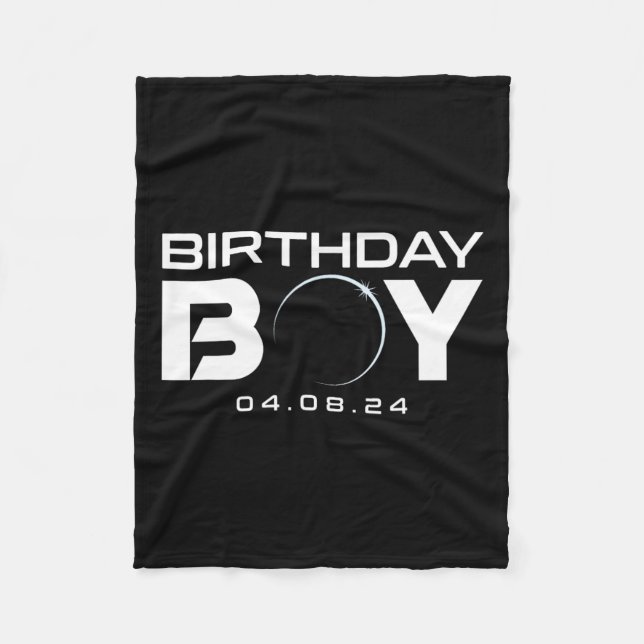 Total Solar Eclipse Birthday Boy 8 2024 Fleecefilt (Framsidan)