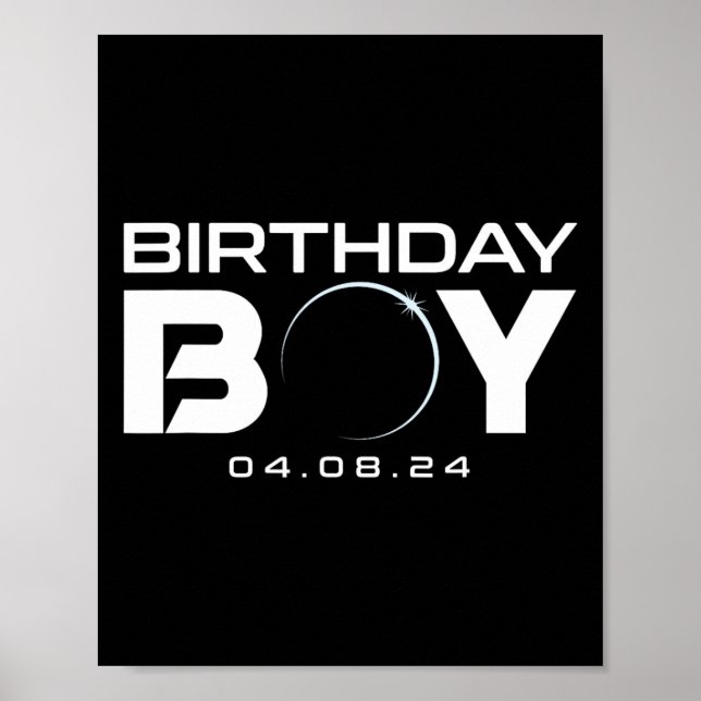 Total Solar Eclipse Birthday Boy 8 2024 Poster (Framsidan)