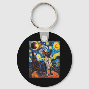 Total Solar Eclipse Boston Terrier Hund Nyckelring