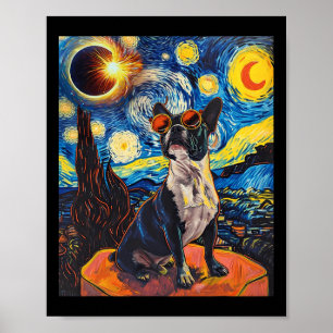 Total Solar Eclipse Boston Terrier Hund Poster