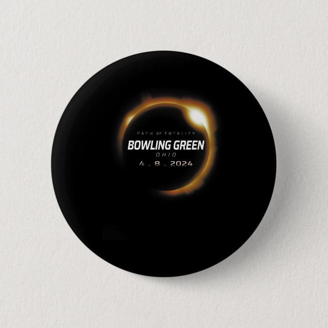 Total Solar Eclipse Bowling Grönt Ohio April 8 Knapp (Framsida)