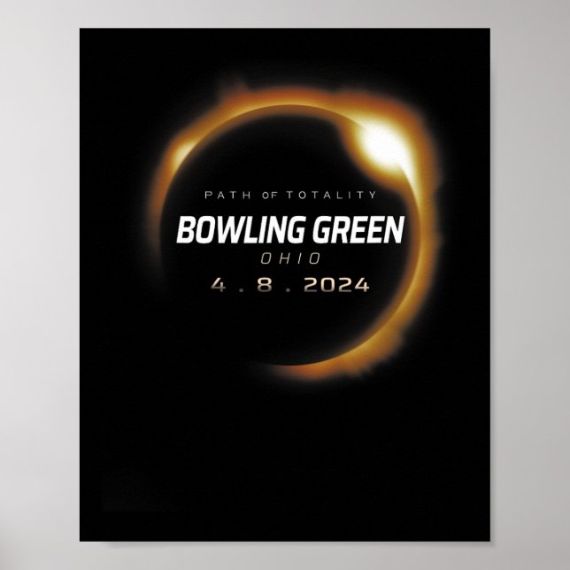 Total Solar Eclipse Bowling Grönt Ohio April 8 Poster (Framsidan)