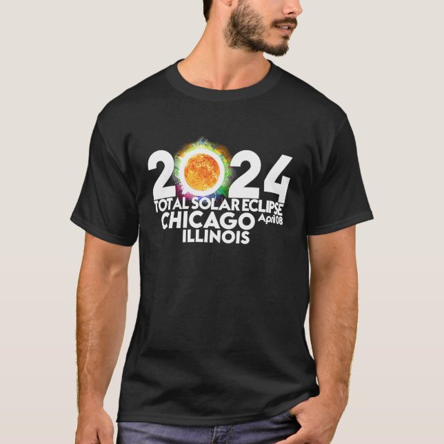 Total Solar Eclipse Chicago ILLINOIS April 8 2024 T Shirt (Framsida)