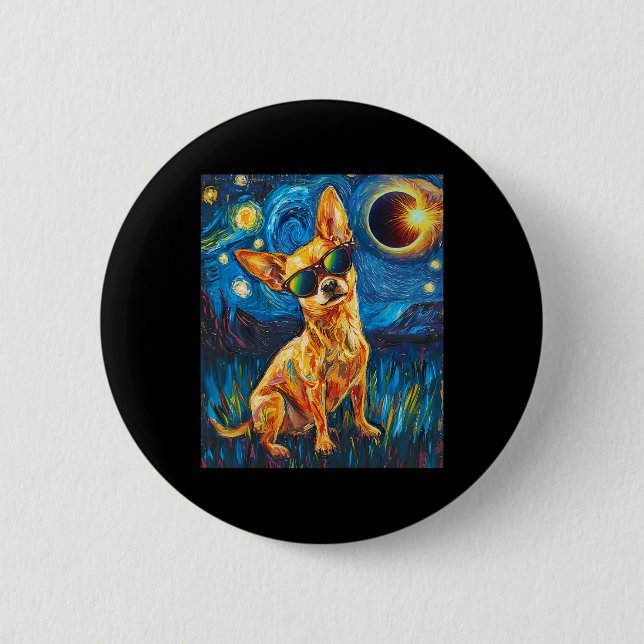 Total Solar Eclipse Chihuahua Hund Knapp (Framsida)