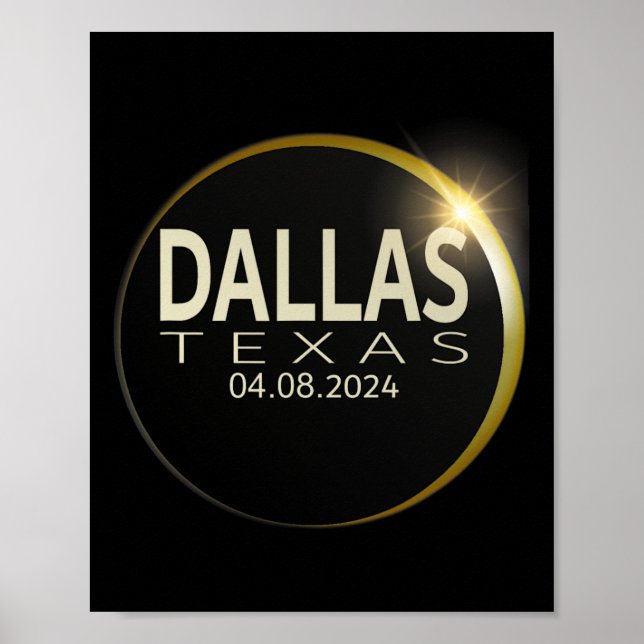 Total Solar Eclipse Dallas Texas 8 2024 Ecli Poster (Framsidan)