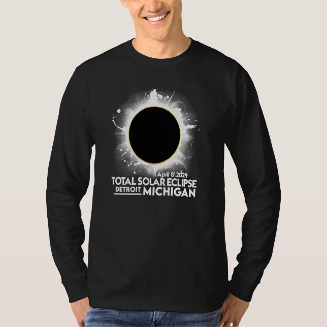 Total Solar Eclipse Detroit Michigan April 8 2024  T Shirt (Framsida)
