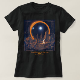 Total Solar Eclipse Din Skyscraper Text Cityscape T Shirt