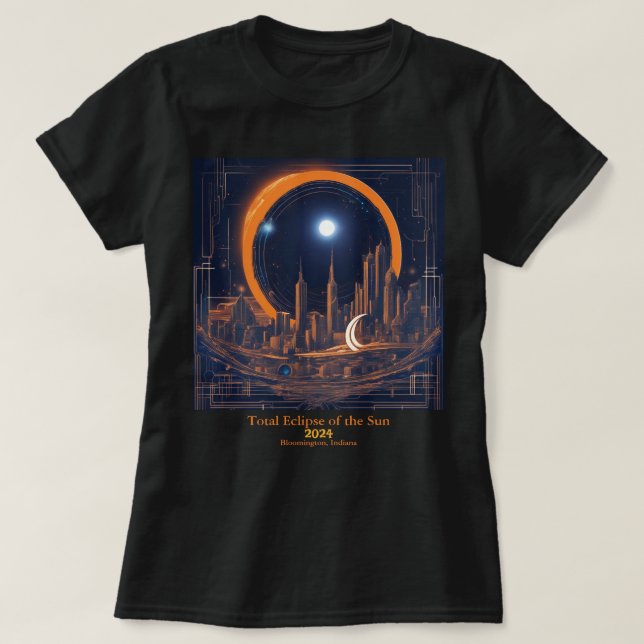 Total Solar Eclipse Din Skyscraper Text Cityscape T Shirt (Design framsida)
