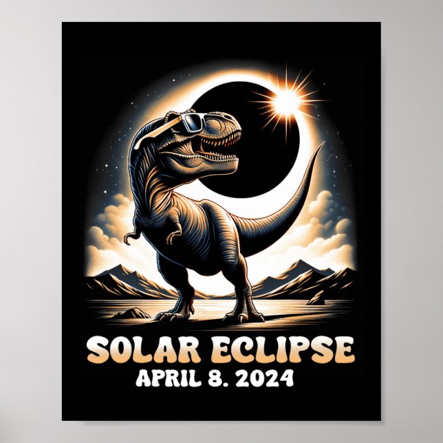 Total Solar Eclipse Dinosaur Dino T-rex April 8 20 Poster (Framsidan)