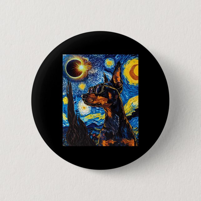 Total Solar Eclipse Doberman Hund Knapp (Framsida)