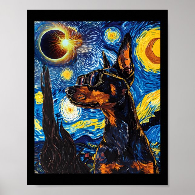 Total Solar Eclipse Doberman Hund Poster (Framsidan)