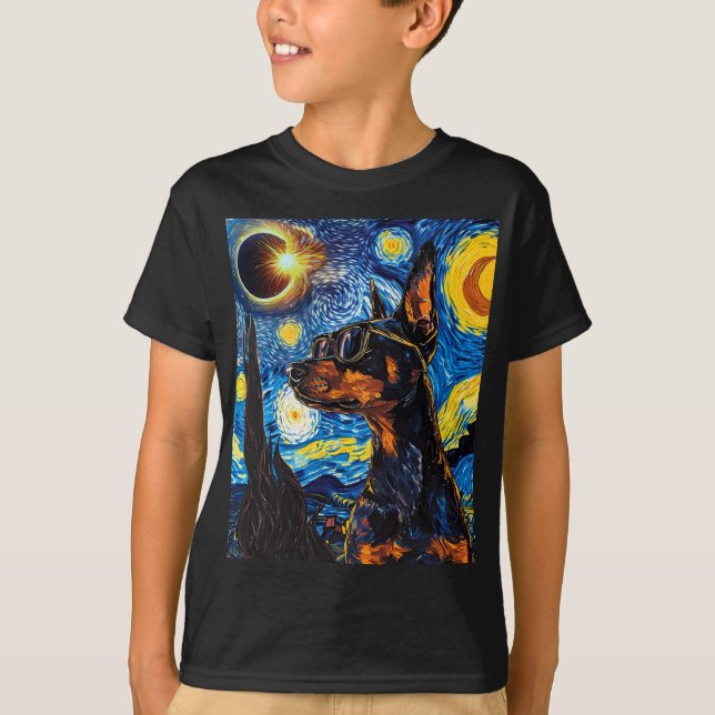 Total Solar Eclipse Doberman Hund T Shirt (Framsida)