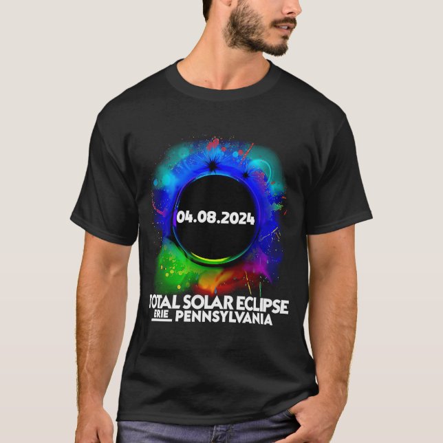 Total Solar Eclipse ERIE PENNSYLVANIA 8 april 2024 T Shirt (Framsida)
