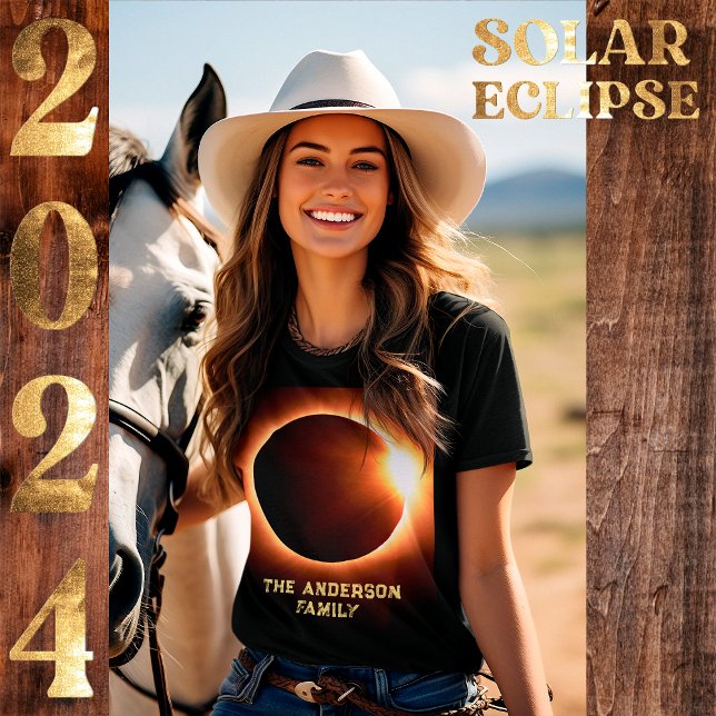 Total Solar Eclipse Family Namn 2024 8 april T Shirt (Skapare uppladdad)