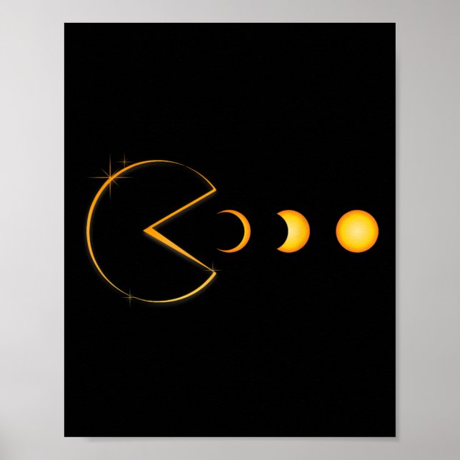 Total Solar Eclipse Funny Gamer Eating Solar Manar Poster (Framsidan)