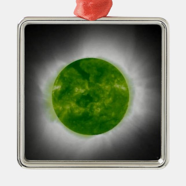 Total Solar Eclipse Grönt Corona Julgransprydnad Metall (Framsidan)