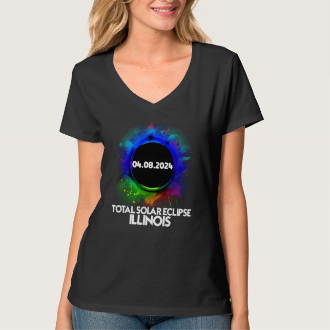 Total Solar Eclipse ILLINOIS 2024 Colorful Totalit T Shirt (Framsida)