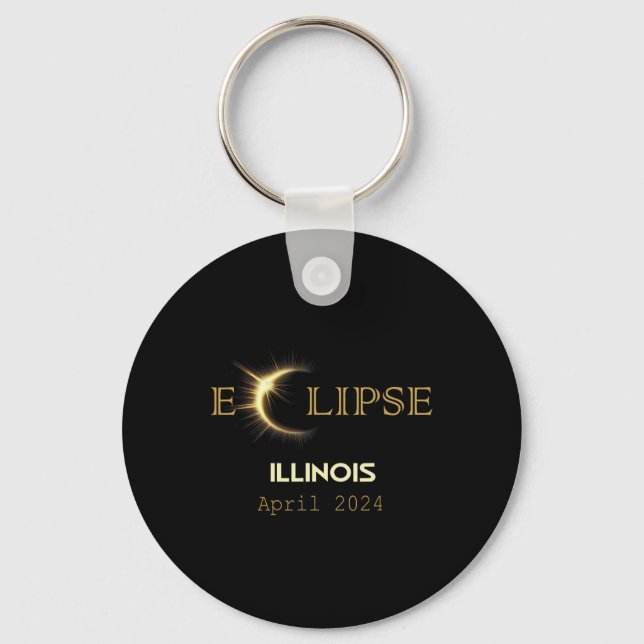 Total Solar Eclipse Illinois Totality April 8 2024 Nyckelring (Framsida)