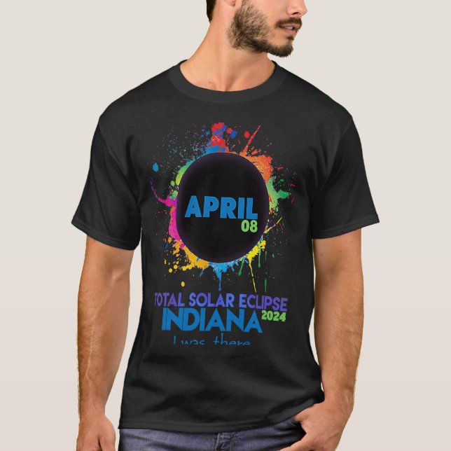 Total Solar Eclipse Indiana 2024 Färgfull Totality T Shirt (Framsida)