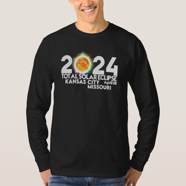 Total Solar Eclipse Kansas City Missouri April 8 2 T Shirt (Framsida)