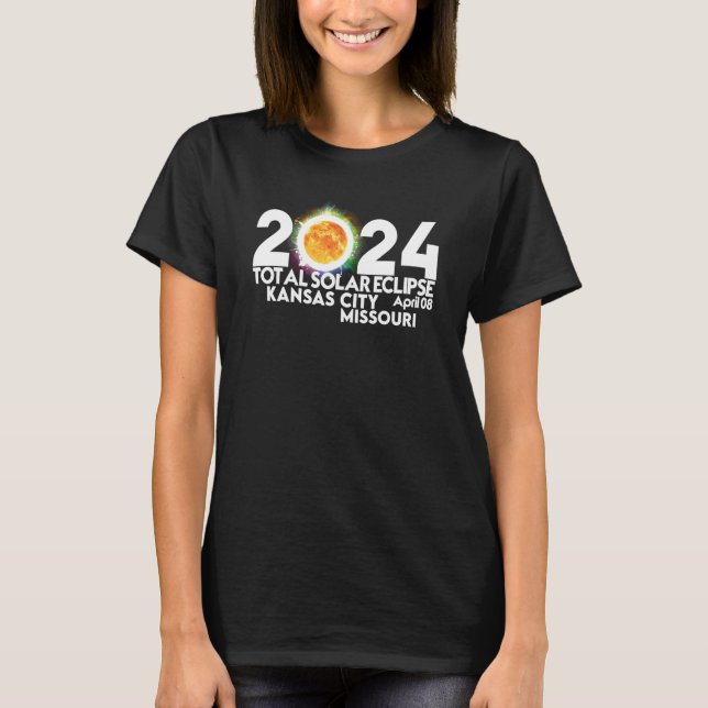 Total Solar Eclipse Kansas City Missouri April 8 2 T Shirt (Framsida)