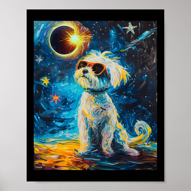 Total Solar Eclipse Malta Hund Poster (Framsidan)